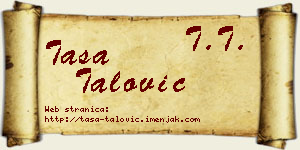 Tasa Talović vizit kartica